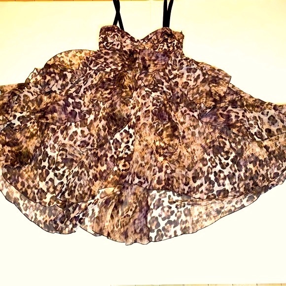 H&M  High low Animal Print Ruffle Midi Dress Size 6 - Picture 13 of 15